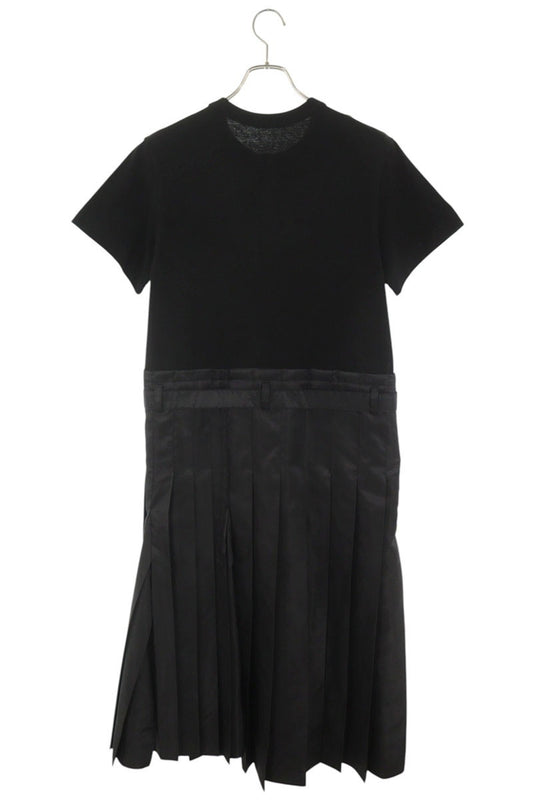Sacai Black Mixed Material Dress Size 2