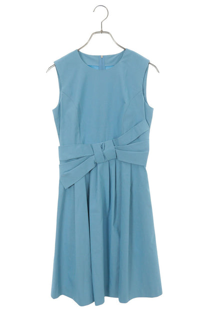 Vintage Light Blue Cotton Blend Sleeveless Dress Size 38