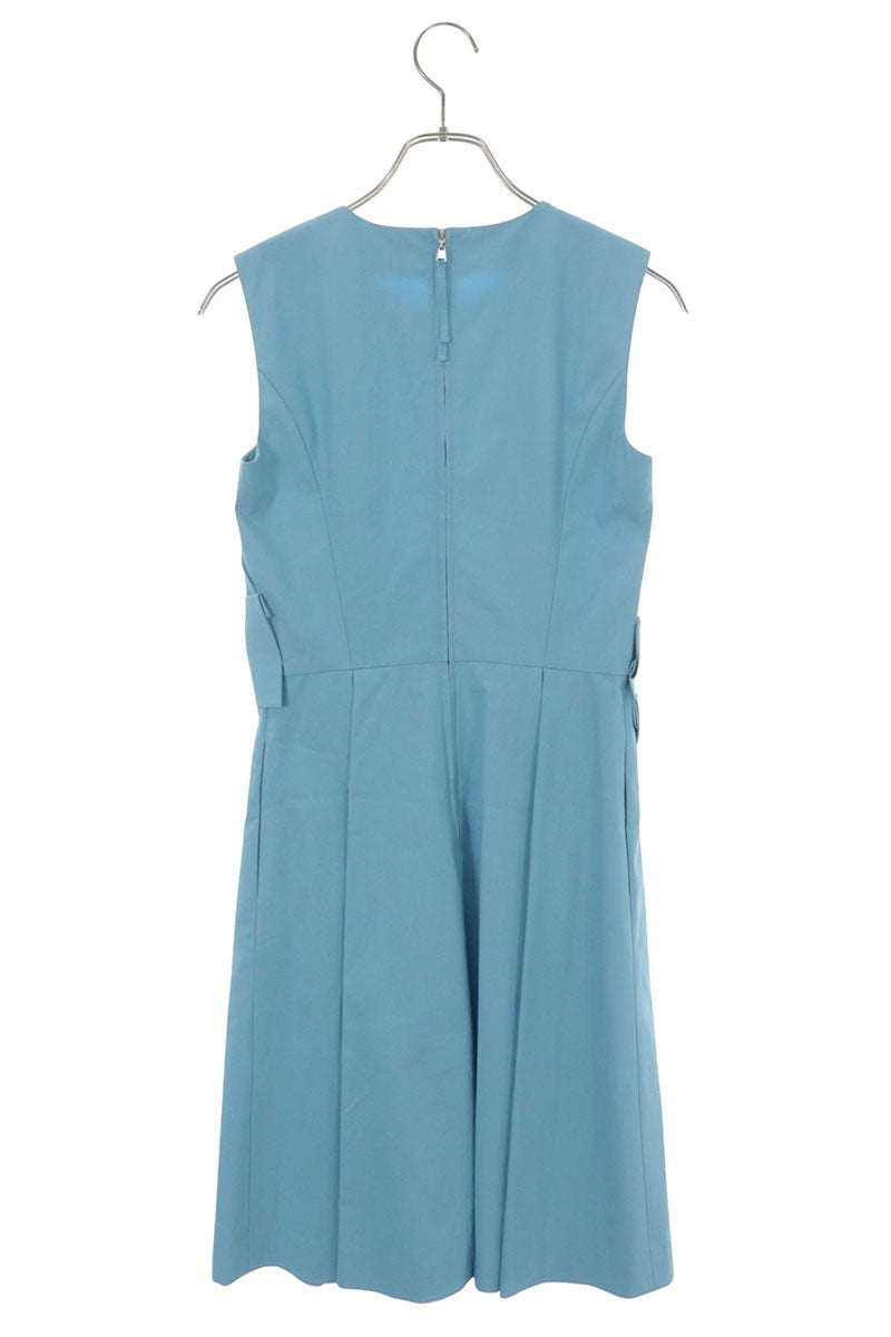 Vintage Light Blue Cotton Blend Sleeveless Dress Size 38