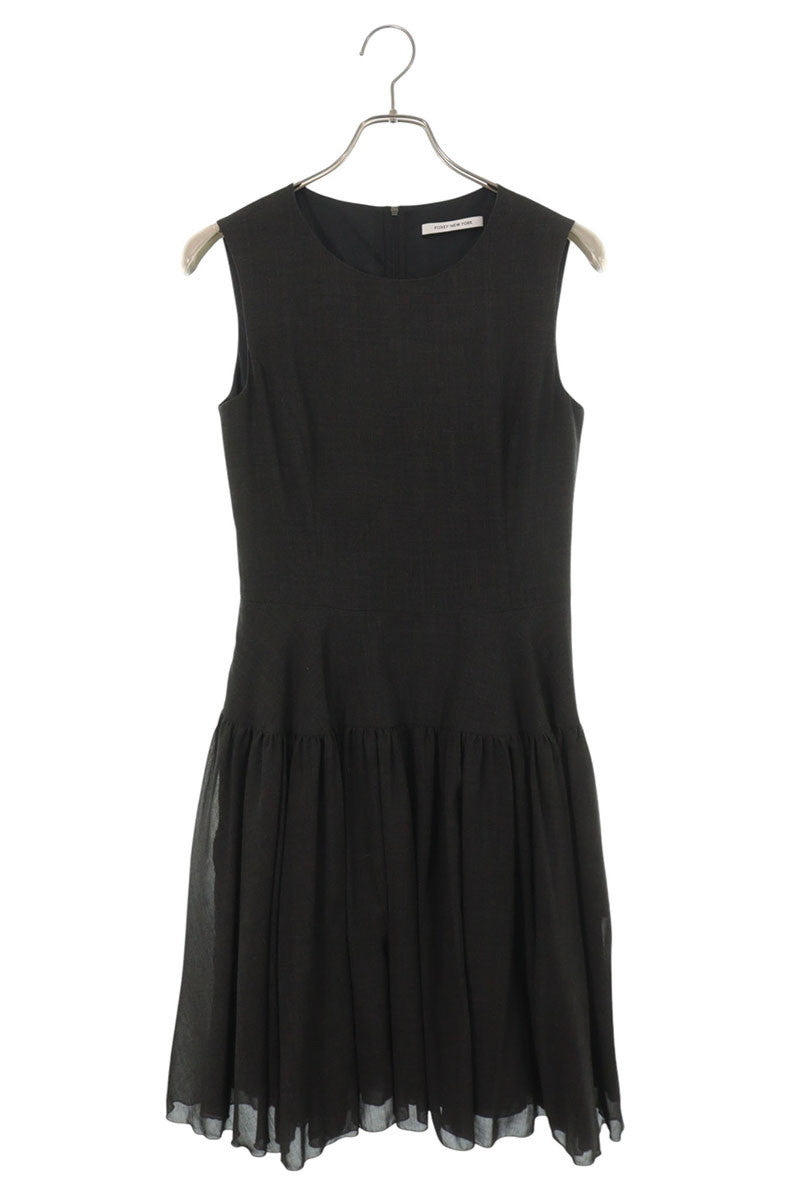 Vintage Gray Sleeveless Pleated Wool Blend Dress Size 38