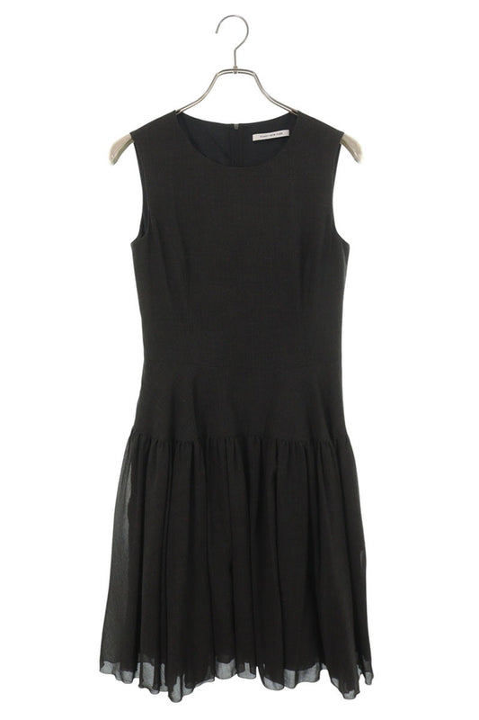 Vintage Gray Sleeveless Pleated Wool Blend Dress Size 38