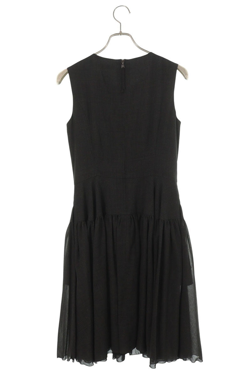 Vintage Gray Sleeveless Pleated Wool Blend Dress Size 38