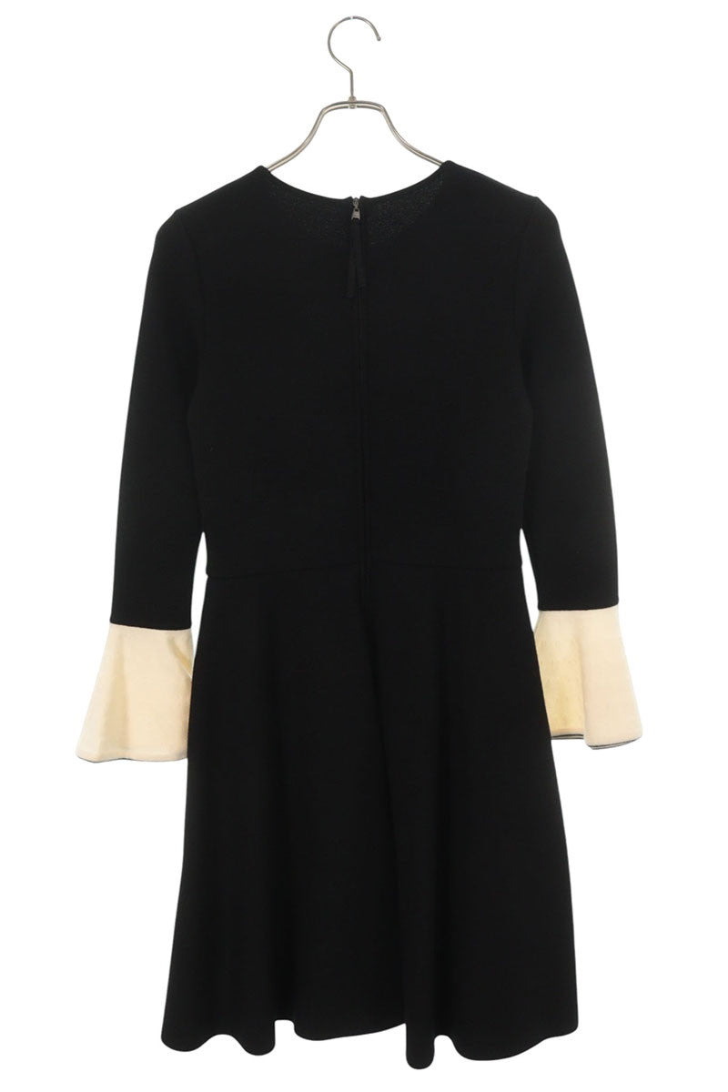 Vintage Black Wool Knit Dress Size 38