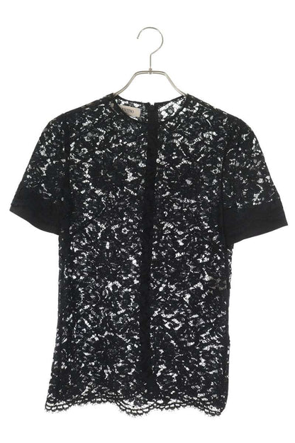 Valentino Black Floral Lace Sheer Blouse Size 40