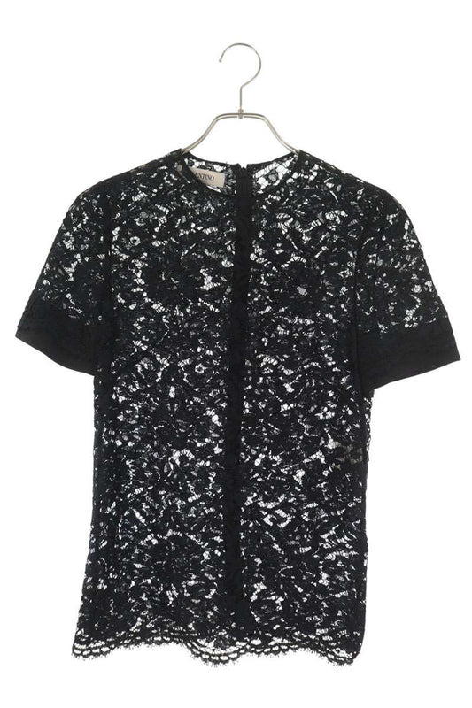 Valentino Black Floral Lace Sheer Blouse Size 40