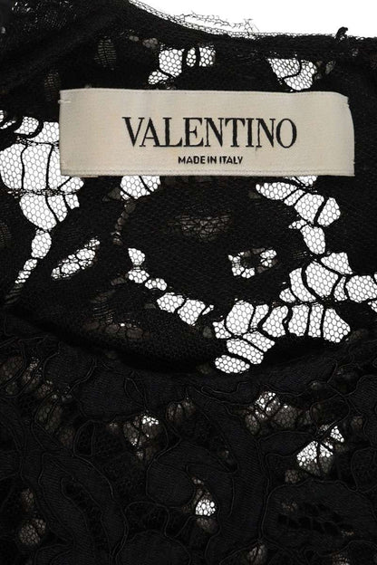 Valentino Black Floral Lace Sheer Blouse Size 40