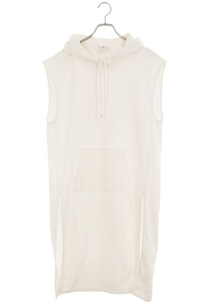 Courreges White Cotton Logo Patch Hooded Midi Dress Size S
