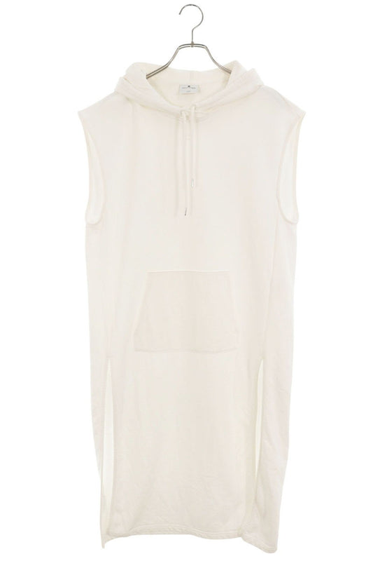 Courreges White Cotton Logo Patch Hooded Midi Dress Size S