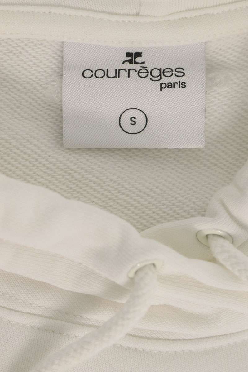 Courreges White Cotton Logo Patch Hooded Midi Dress Size S