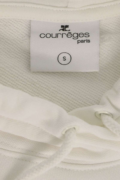 Courreges White Cotton Logo Patch Hooded Midi Dress Size S