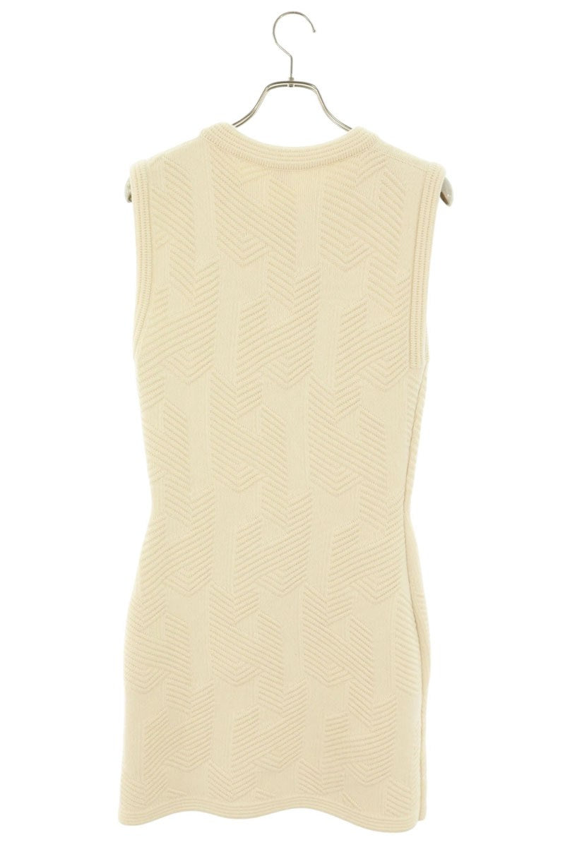 Hermes H Motif Wool Knit Midi Dress Off-white Size 38
