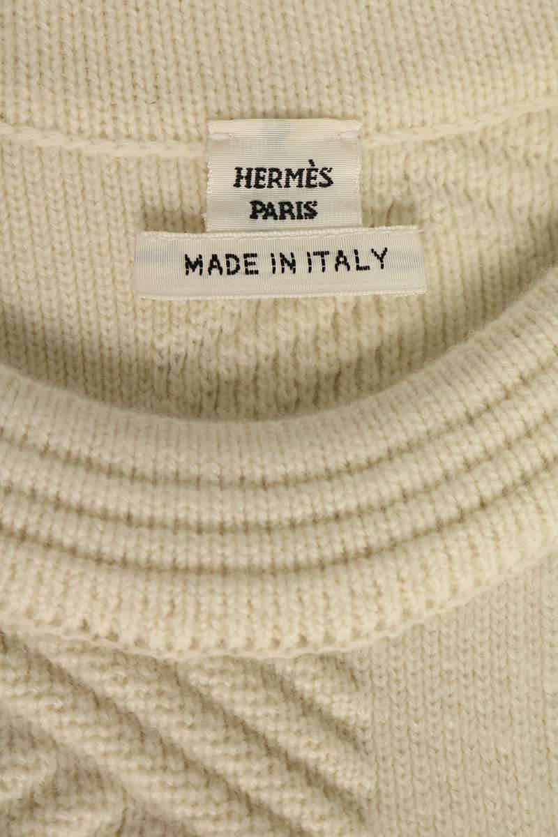 Hermes H Motif Wool Knit Midi Dress Off-white Size 38