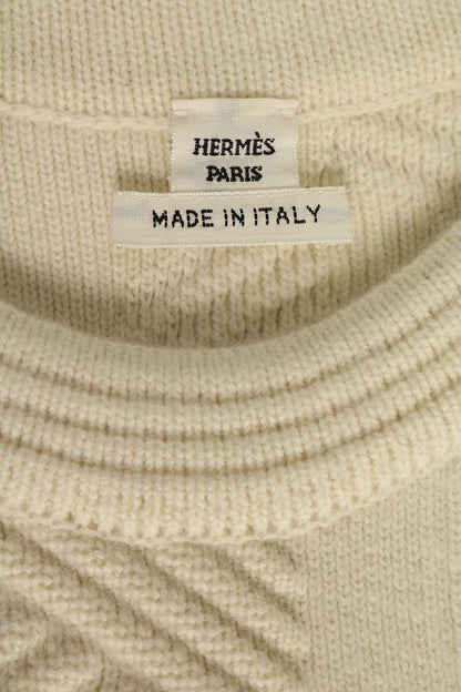 Hermes H Motif Wool Knit Midi Dress Off-white Size 38