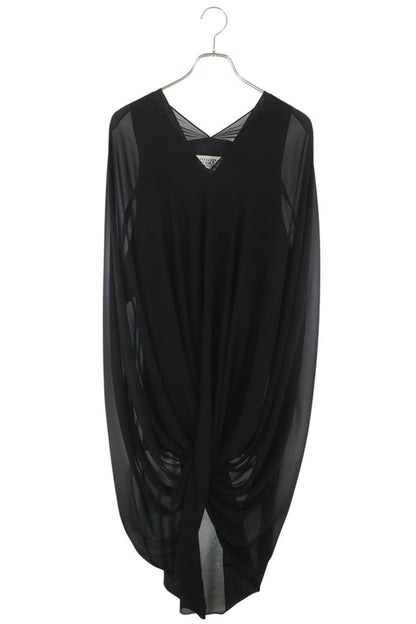 Maison Margiela Black Draped Polyester Dress 26SS Size 42