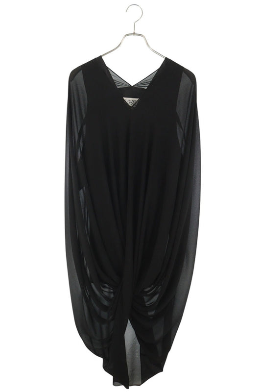 Maison Margiela Black Draped Polyester Dress 26SS Size 42