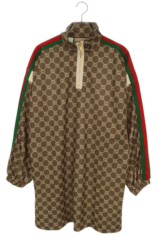 GUCCI Interlocking G Technical Jersey Dress Brown Size XXL