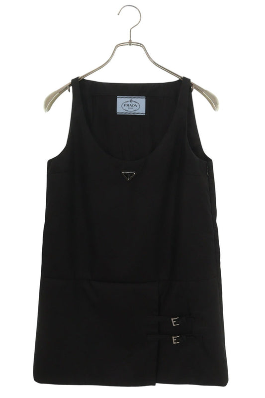 PRADA Triangle Logo Plate Nylon Dress Black Size 36