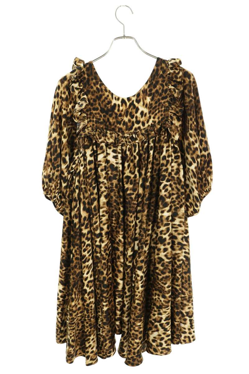 Rhodolirion Leopard Print Midi Dress Brown Polyester Size 1