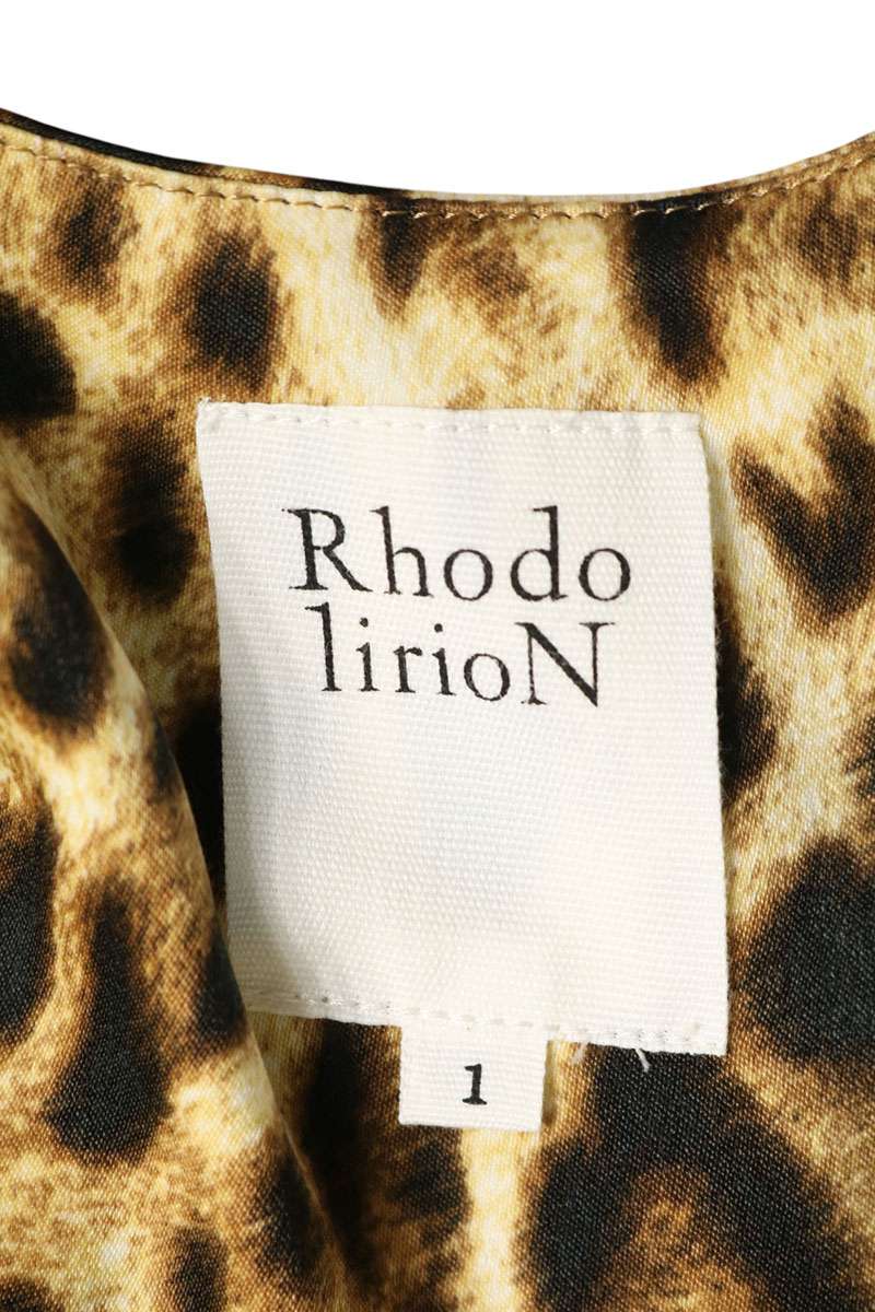 Rhodolirion Leopard Print Midi Dress Brown Polyester Size 1