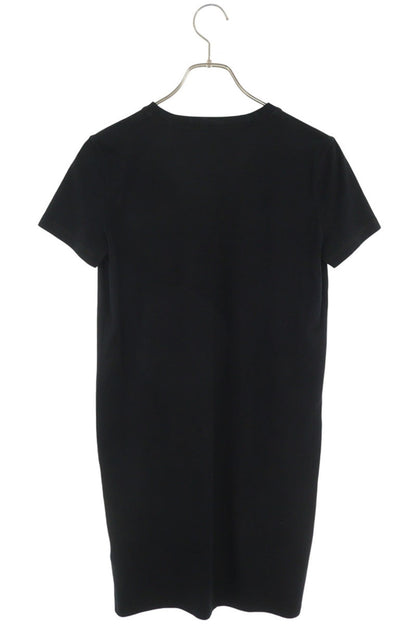 HERMES Cotton Print Short Sleeve Dress Black Size 36
