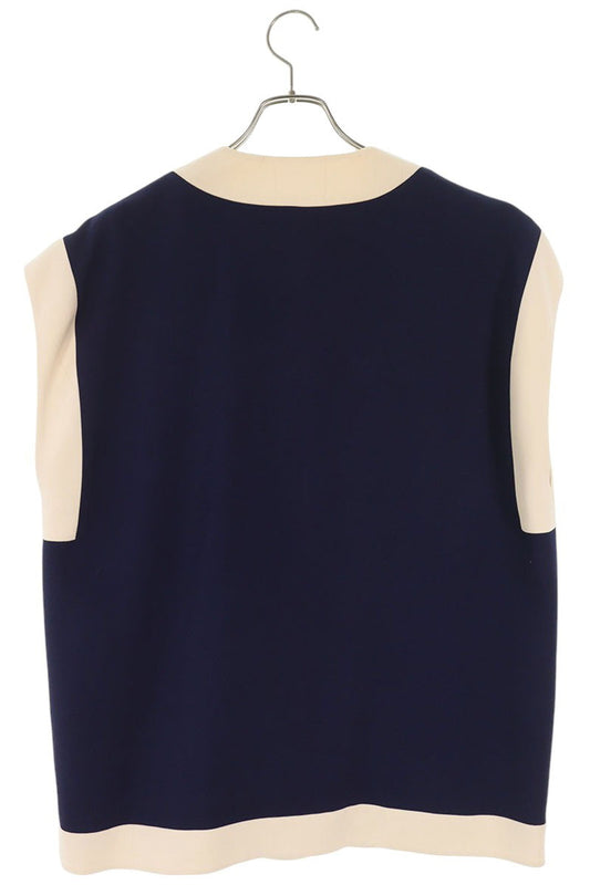 Gucci Viscose Blend Vest Navy Beige Size 40