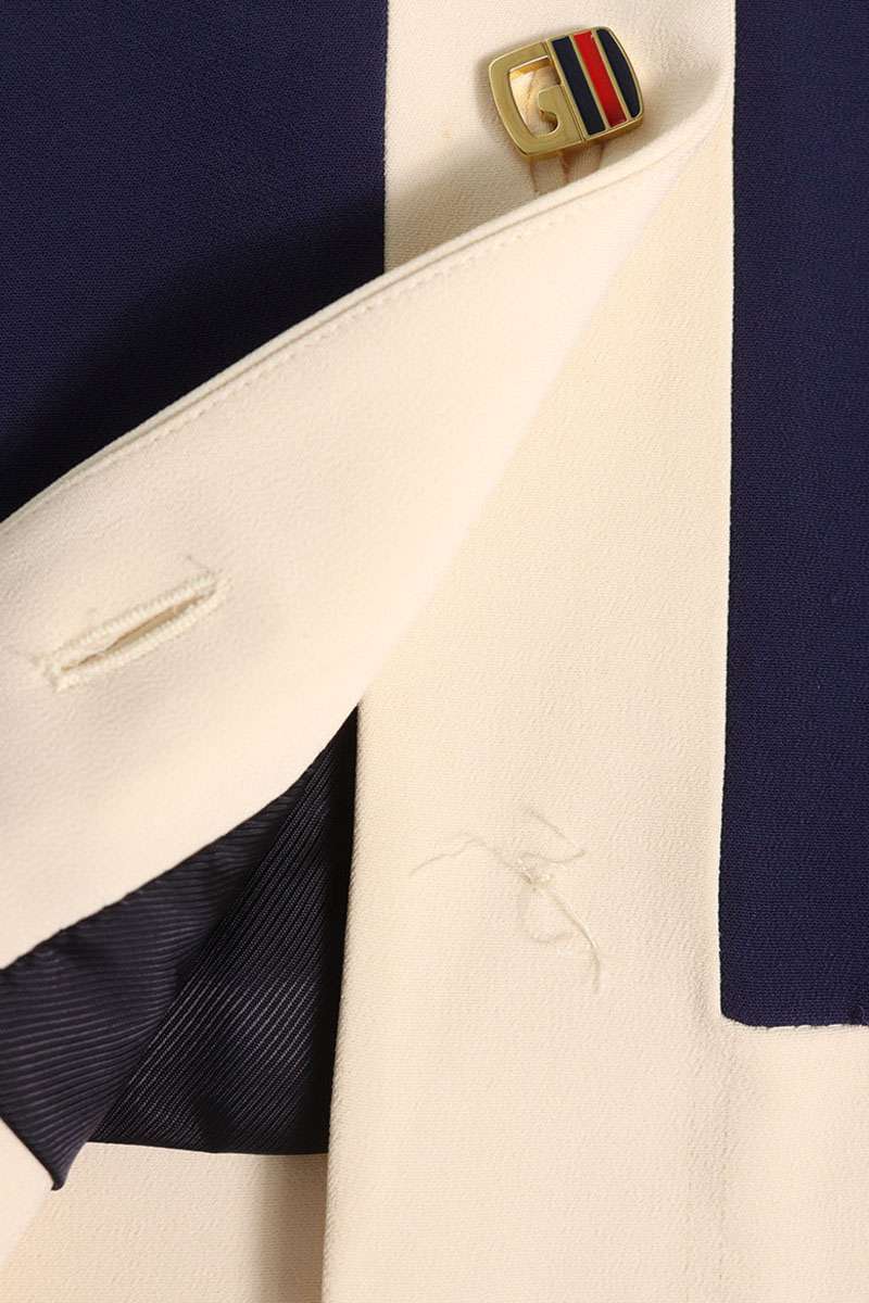 Gucci Viscose Blend Vest Navy Beige Size 40