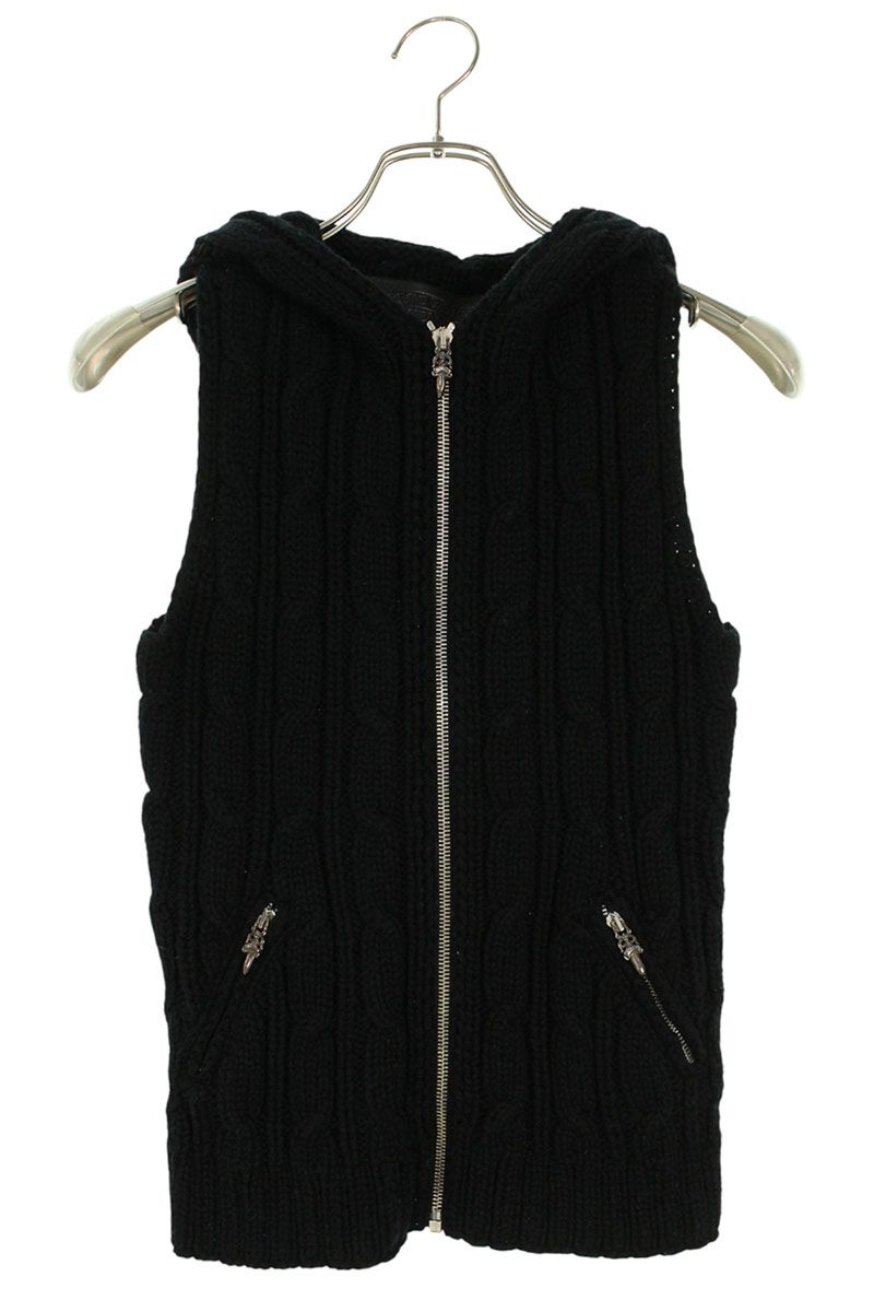 Chrome Hearts Black Silver Zip-Up Knit Vest Size SM