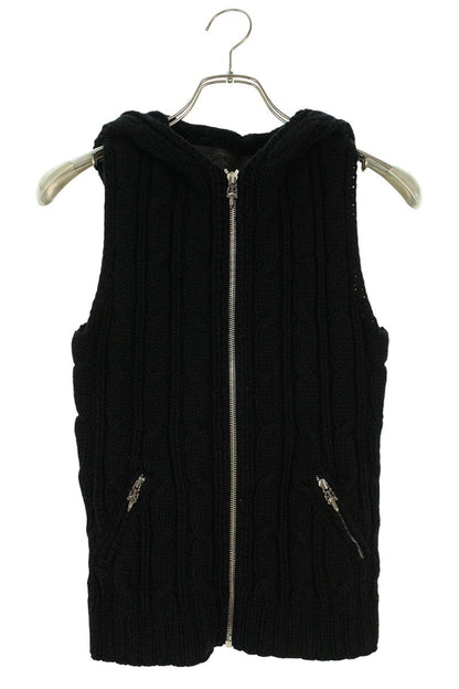 Chrome Hearts Black Silver Zip-Up Knit Vest Size SM