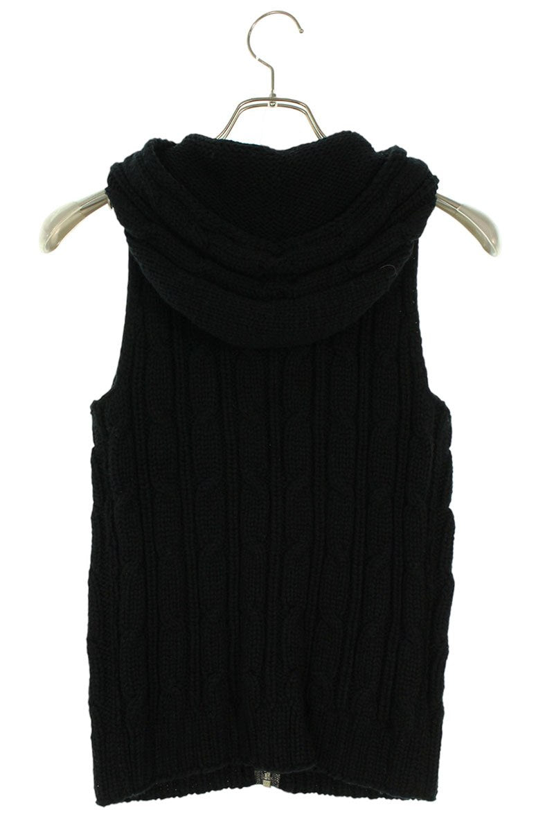 Chrome Hearts Black Silver Zip-Up Knit Vest Size SM