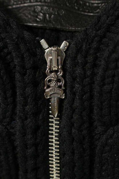 Chrome Hearts Black Silver Zip-Up Knit Vest Size SM