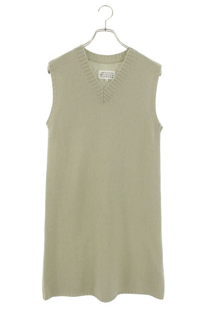 Maison Margiela V-Neck Long Knit Vest Beige Wool Size XS