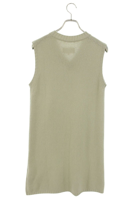 Maison Margiela V-Neck Long Knit Vest Beige Wool Size XS