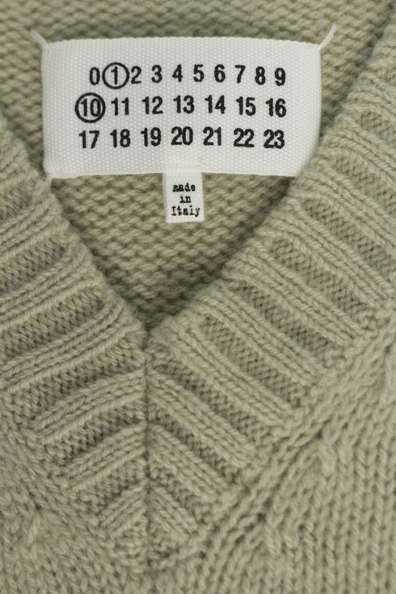 Maison Margiela V-Neck Long Knit Vest Beige Wool Size XS