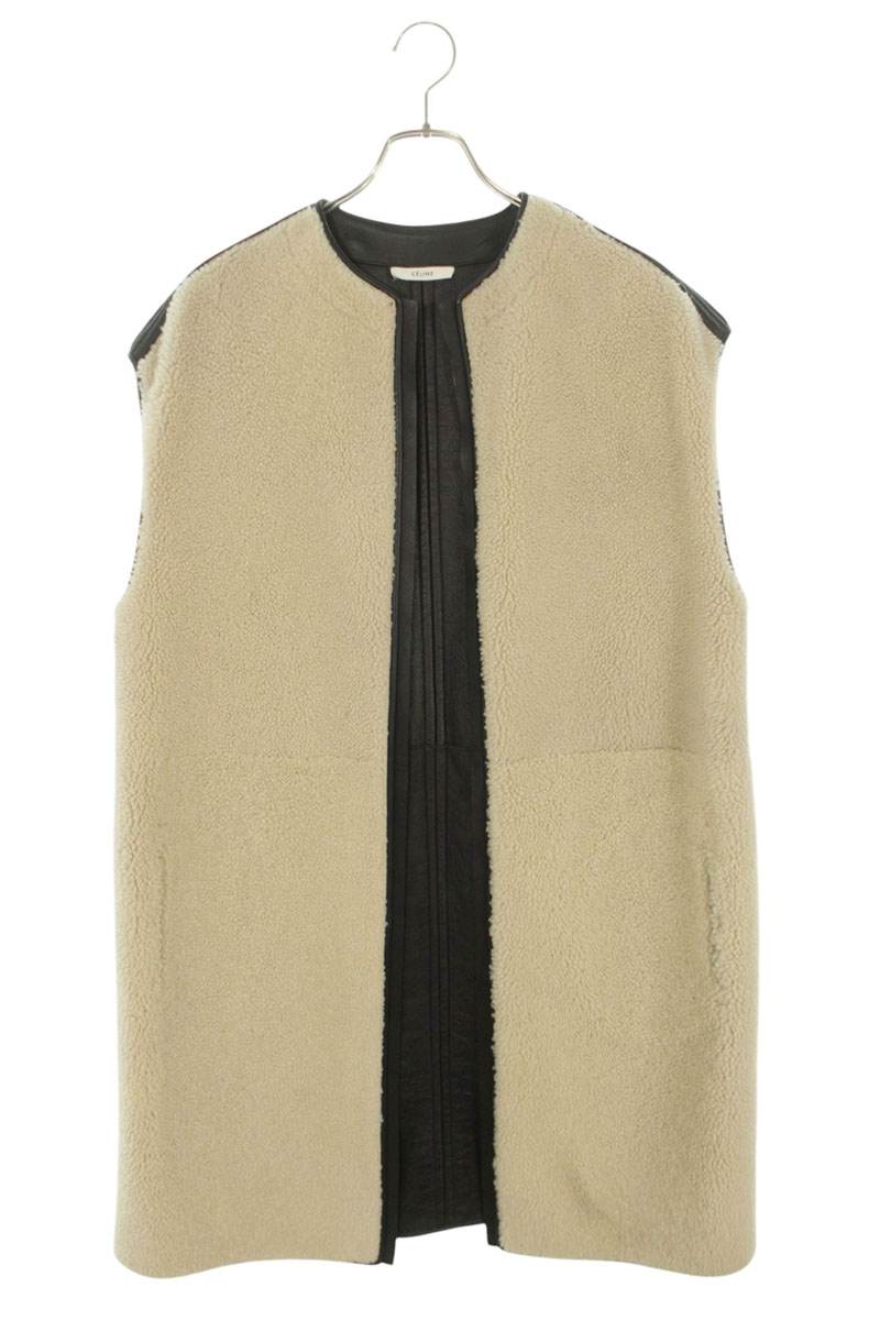 Celine Mouton Gilet Vest Off-White Black Size 36