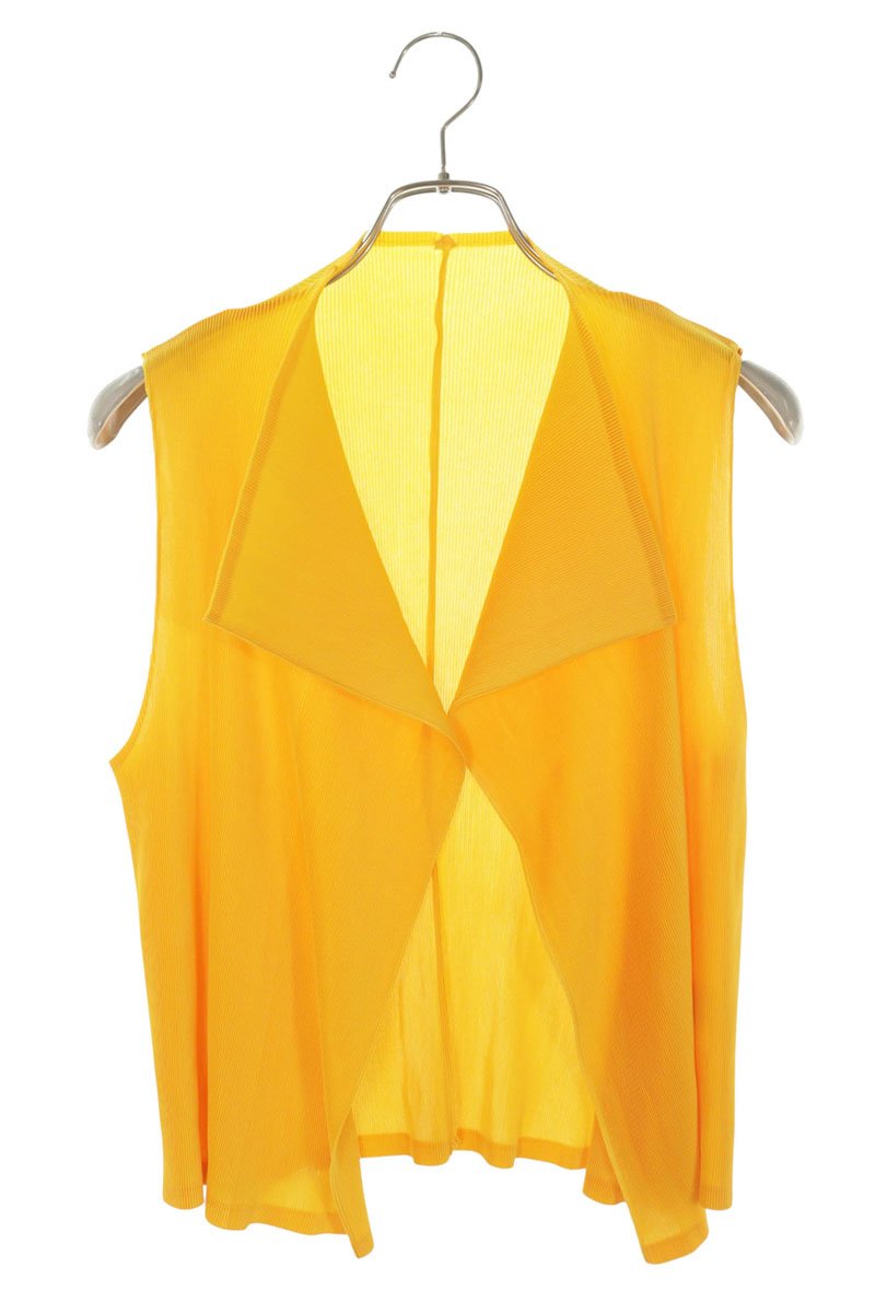 Vintage PLEATS PLEASE Pleated Yellow Polyester Vest Size 3