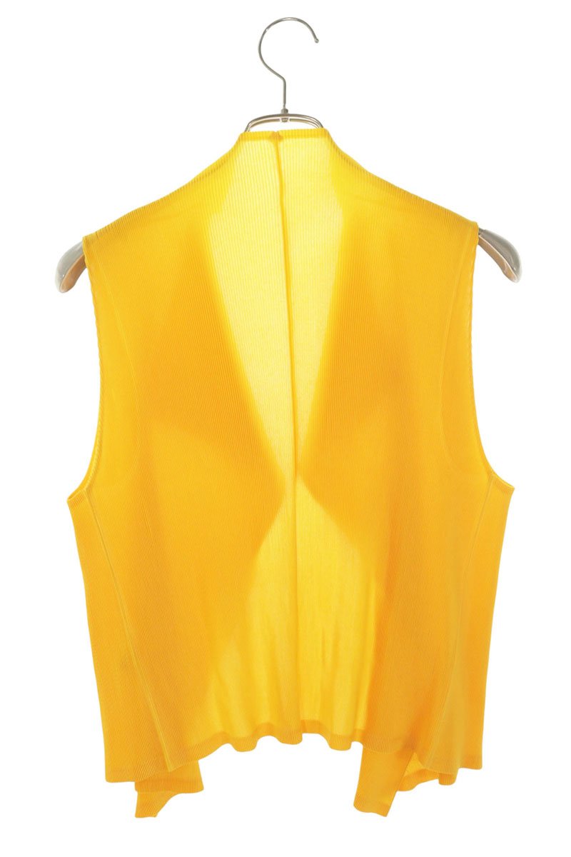 Vintage PLEATS PLEASE Pleated Yellow Polyester Vest Size 3