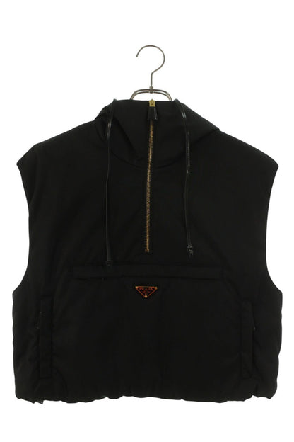 Prada Hooded Triangle Logo Nylon Vest Black Size 36