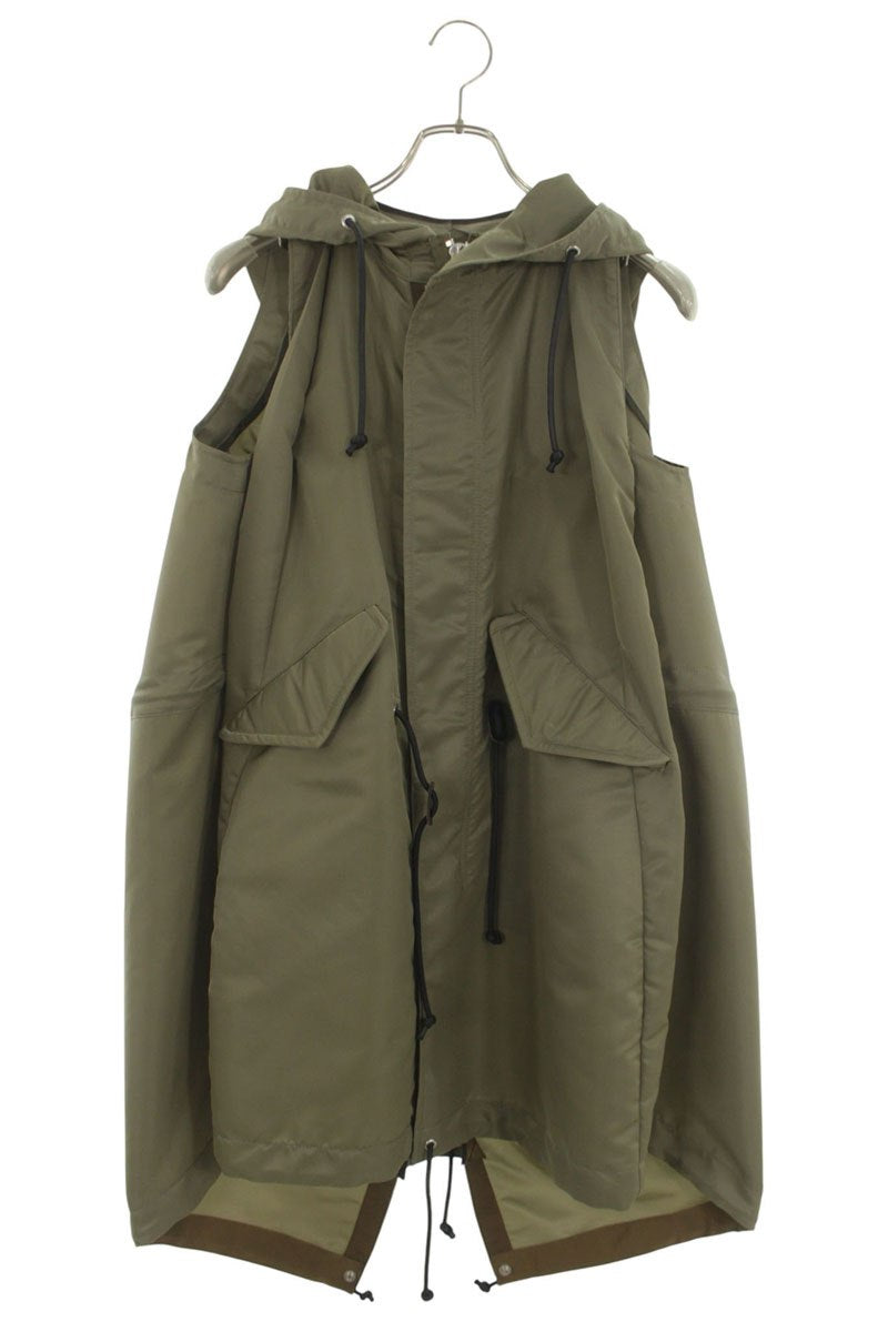 Sacai 25SS NYLON TWILL HOODIE VEST Khaki Size 1