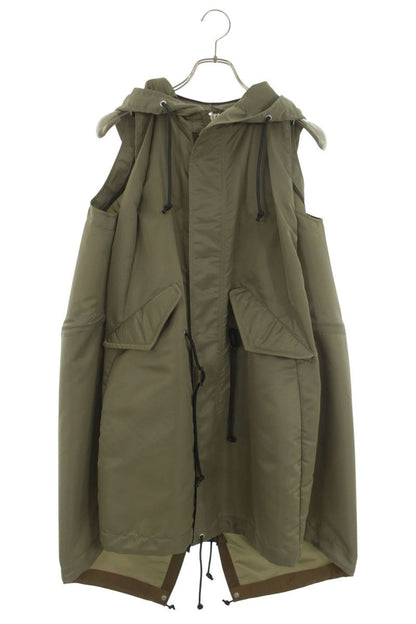 Sacai 25SS NYLON TWILL HOODIE VEST Khaki Size 1