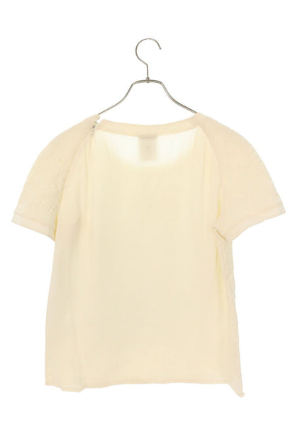 Chanel Camellia Stitch Silk Top Off-White Size 42