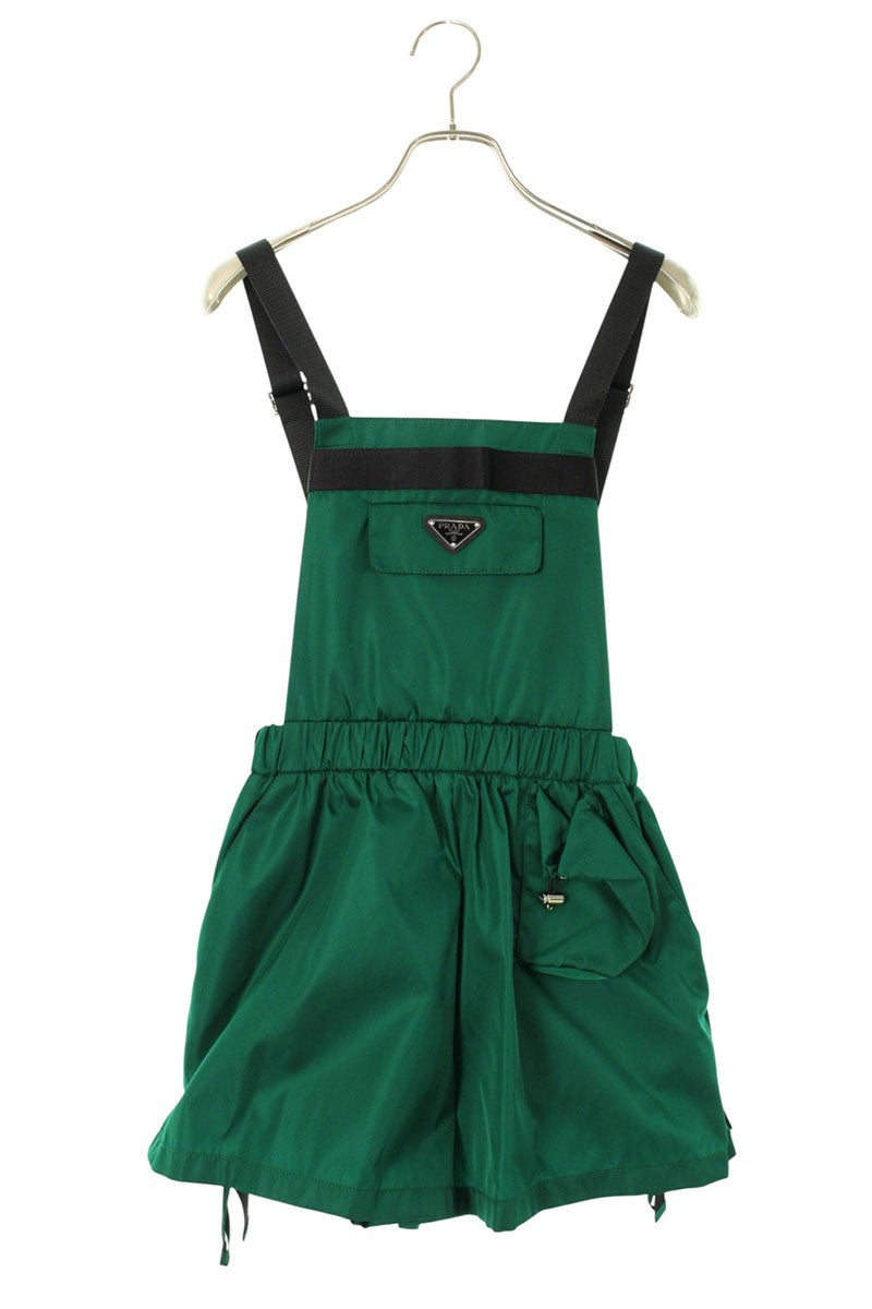 Prada Green Re-Nylon Triangle Logo Plate Overalls Size 38