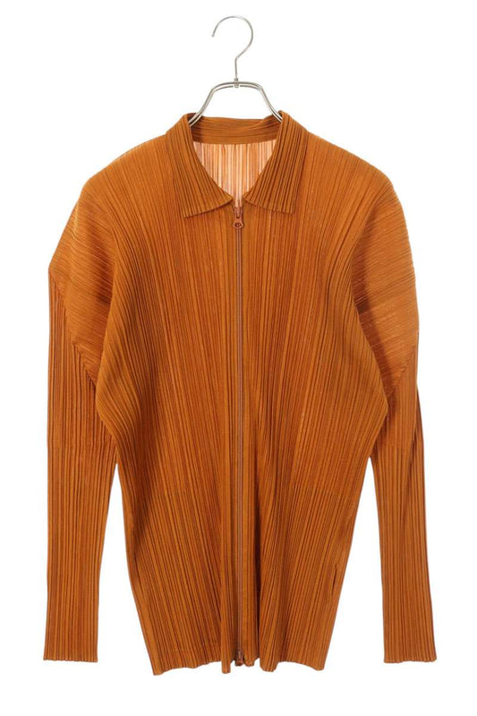 Vintage PLEATS PLEASE Orange Zip-Up Pleated Top Size 3