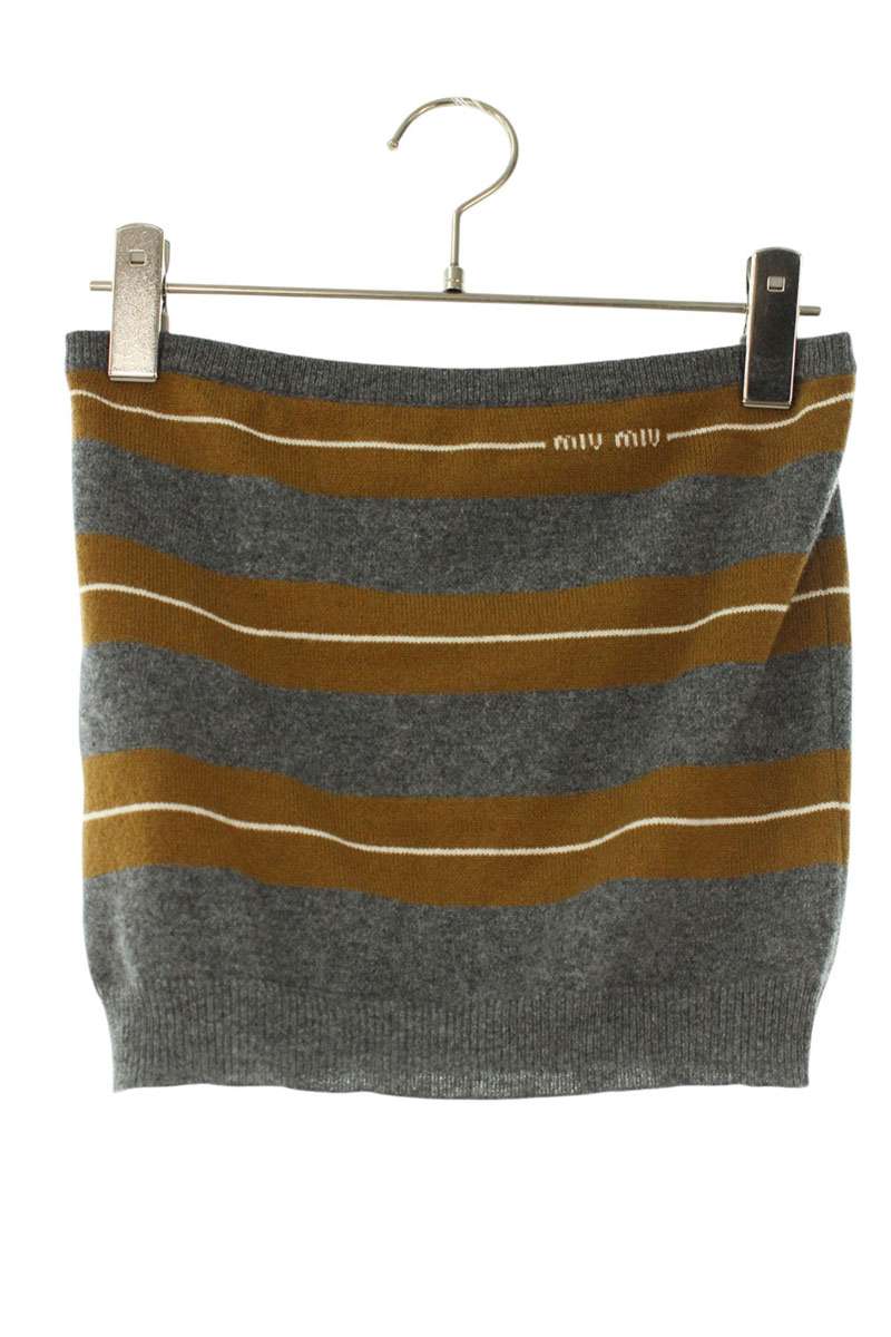 Miu Miu Cashmere Logo Embroidered Tube Grey Brown Size 38