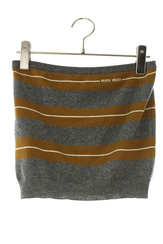 Miu Miu Cashmere Logo Embroidered Tube Grey Brown Size 38