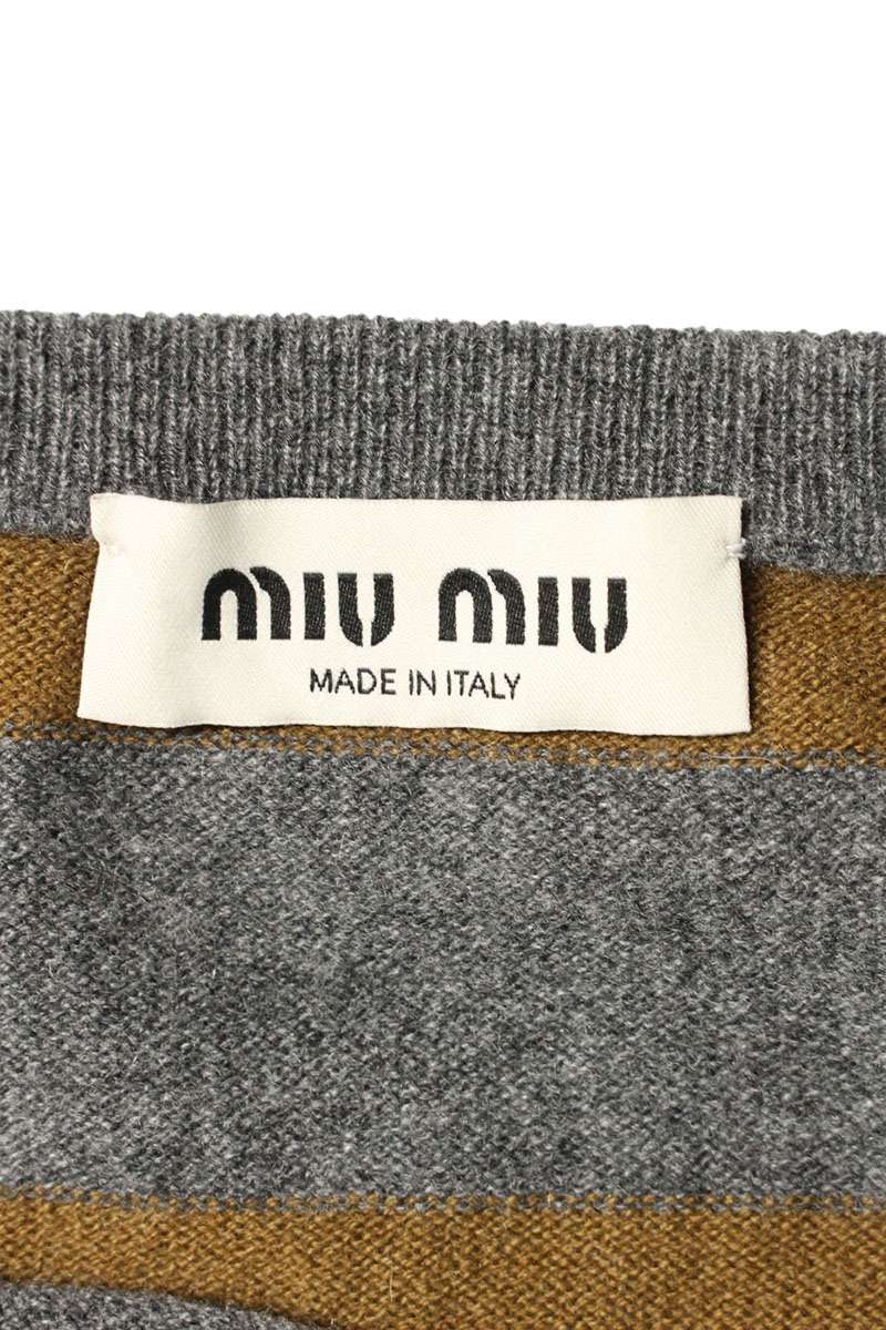 Miu Miu Cashmere Logo Embroidered Tube Grey Brown Size 38