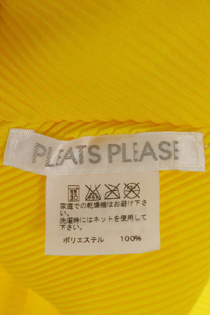 Vintage PLEATS PLEASE Yellow Pleated Crewneck Top Size 3
