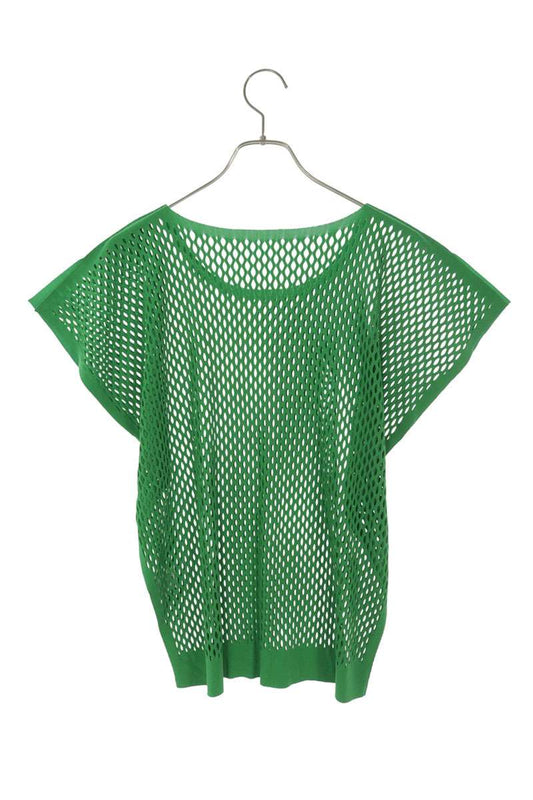 Vintage Pleated Square Mesh T-Shirt Green Size 3