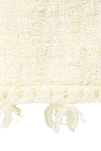 Chanel Side Zip Tweed Sleeveless Top White Size 36