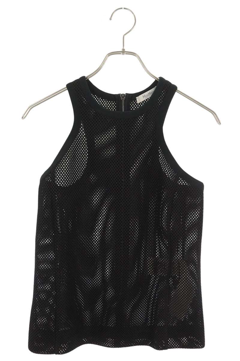Max Mara Black Polyester Mesh Tank Top Size S