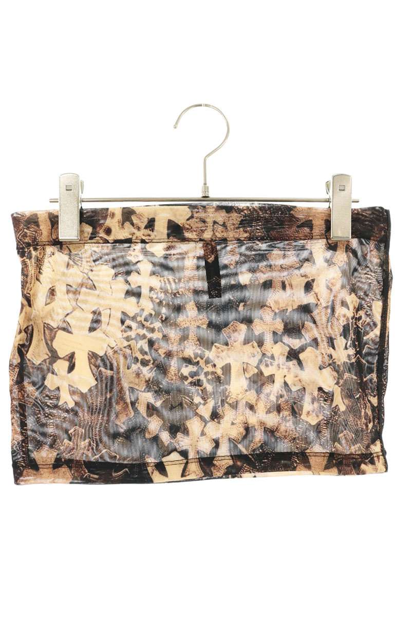 Chrome Hearts Sheer Cross Pattern Top Brown/Black Size XS